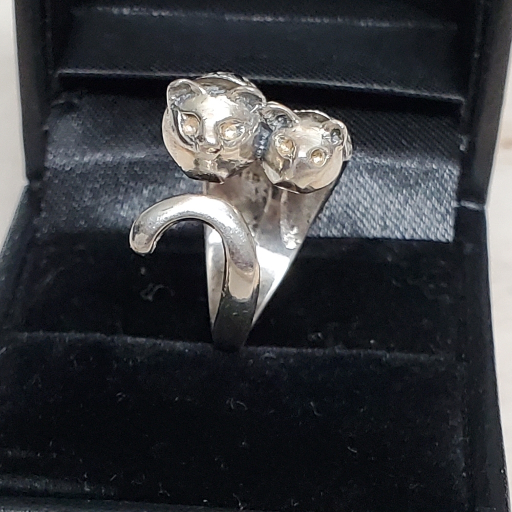 Sterling Silver 925 Cat Lady Ring